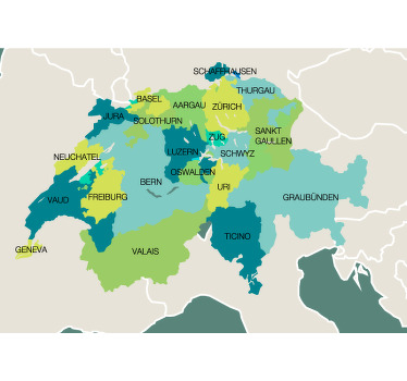 Poster carte de la Suisse - TenStickers