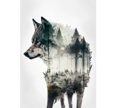 Poster loup double exposition - TenStickers
