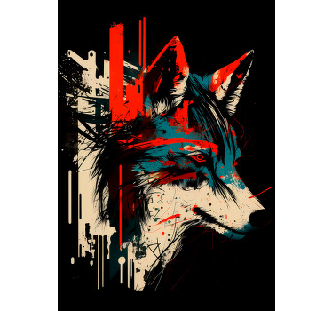 Poster nature loup style abstrait - TenStickers