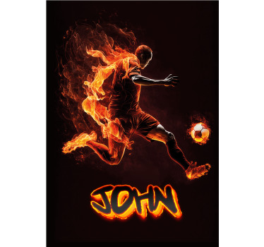 Soccer Player on Fire custom football poster - TenStickers