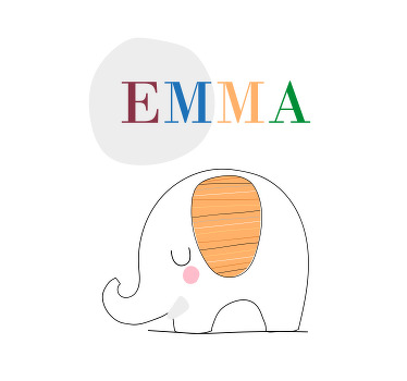 Poster Kinderzimmer benutzerdefinierte Baby-Elefant - TenStickers