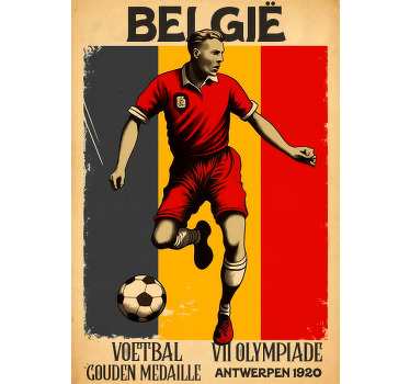 Vintage Belgische voetbal poster - TenStickers
