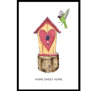Poster salon douce maison avec abris oiseaux - TenStickers