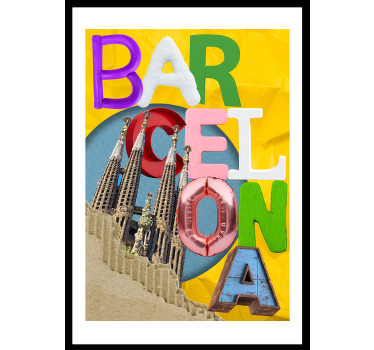 Poster salon collage de Barcelone - TenStickers