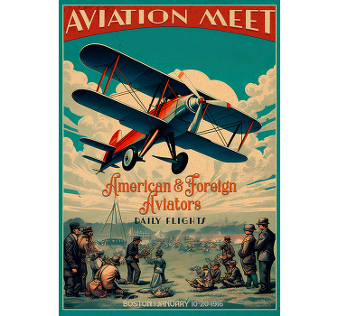 复古海报 飞行会议 - TenStickers