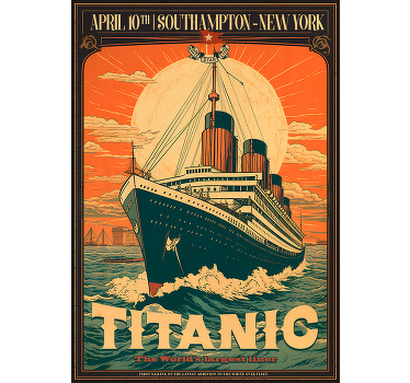 复古海报 泰坦尼克号的处女航行 - TenStickers