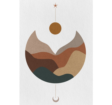 minimalist sunset and mountains art poster - TenStickers