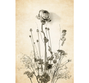 Buket blomster på beige baggrund Blomster plakat - TenStickers