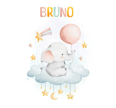 Poster Kinderzimmer elefant auf einer wolke - TenStickers