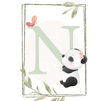 Poster Kinderzimmer süßer Panda personalisiert - TenStickers