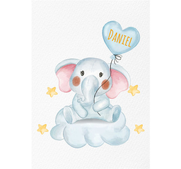 Poster Kinderzimmer Elefant mit Ballon niedlich - TenStickers