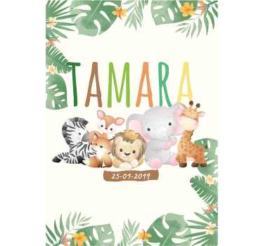 Poster Kinder Dschungeltiere personalisiert - TenStickers
