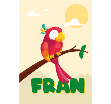 Poster Kinderzimmer Papagei rot personalisiert - TenStickers
