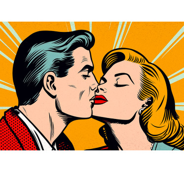 vintage couple kissing pop art poster - TenStickers