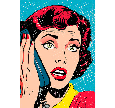 woman on the phone pop art poster - TenStickers