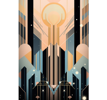 Pink and blue shapes Art Déco poster - TenStickers