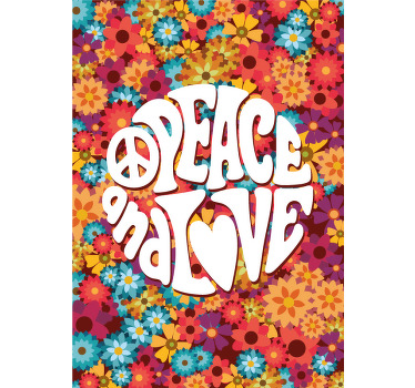 Blumenposter frieden und liebe - TenStickers