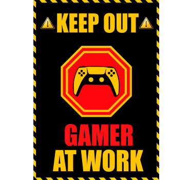 "Gamer" at work video game poster - TenStickers