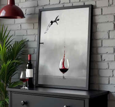 Poster abstrait sauter vers le verre de vin - TenStickers