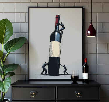 Poster abstrait travailler sur une bouteille de vin - TenStickers