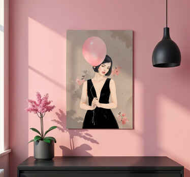 Woman with baloon artistic drawing poster - TenStickers