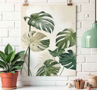 Poster dibujo artístico hojas de monstera - TenVinilo