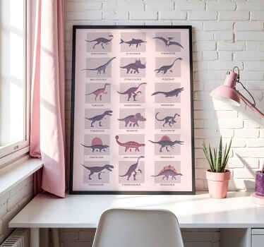Poster dinosaurios diferentes tipos - TenVinilo