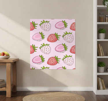 Kitchen poster seamless pink and red strawberries - TenStickers