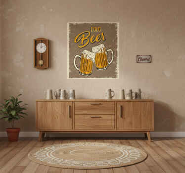 厨房宣传画展示复古脏污效果的冷啤酒 - TenStickers