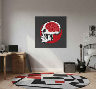 青少年卧室的宣传画红色骷髅与大脑 - TenStickers