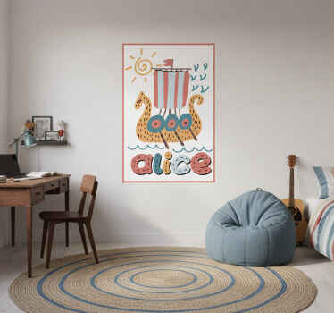 Poster for teenager viking ship personalized - TenStickers