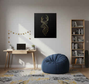 客厅海报金色折纸鹿 - TenStickers