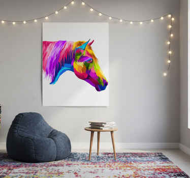 Living room poster colorful horses - TenStickers