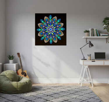 客厅海报呈现曼荼罗彩色点缀 - TenStickers