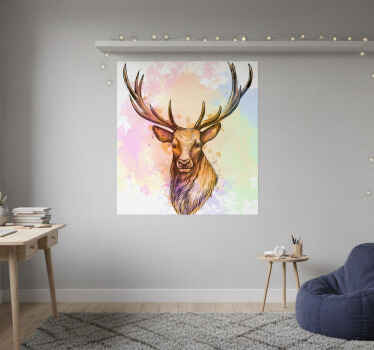 客厅海报 彩色飞溅鹿 - TenStickers