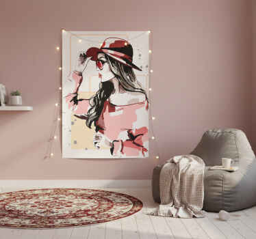 Αφίσα για το σαλόνι κυρίες με καπέλο - TenStickers