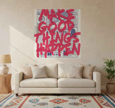 Oturma odası afişi iyi şeylerin gerçekleşmesi retro tasarım - TenStickers