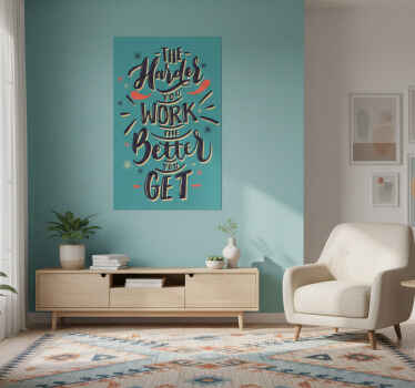 Αφίσα για το σαλόνι με ρητό σκληρής δουλειάς - TenStickers