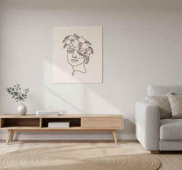 Oturma odası afişi minimalist şık kadın çiçekli - TenStickers