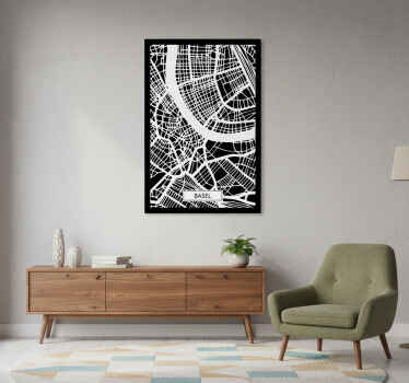 Plakat do salonu mapa topograficzna bazylei - TenStickers