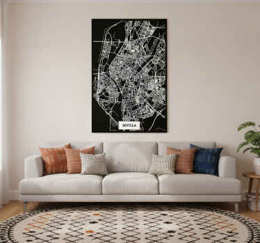 Plakat do salonu mapa topograficzna sewilli - TenStickers