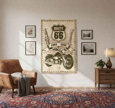 Plakat do salonu motocykl route 66 - TenStickers