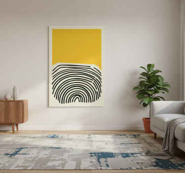 Plakat do salonu abstrakcyjny żółty obraz z czarnymi liniami - TenStickers