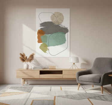 Poster woonkamer abstracte penseelstreken - TenStickers
