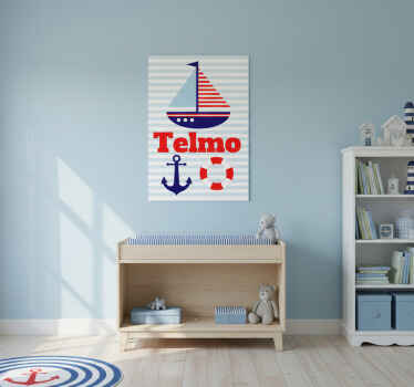 Nursery poster sailing boat with name - TenStickers