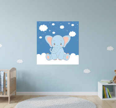 Poster d'arredo per la cameretta elefante blu carino - TenStickers