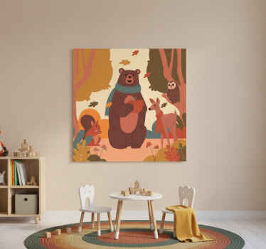 Nursery poster happy animals in autumn forest - TenStickers