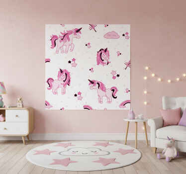 Nursery poster doodle style unicorn world - TenStickers