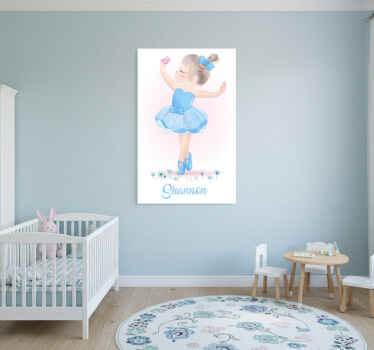 Nursery poster blue ballerinas with name - TenStickers