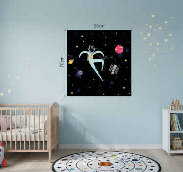 Nursery poster of a floating spaceman cartoon - TenStickers